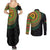 Vanuatu Tribal Tattoo with Namele Leaves Couples Matching Summer Maxi Dress and Long Sleeve Button Shirt