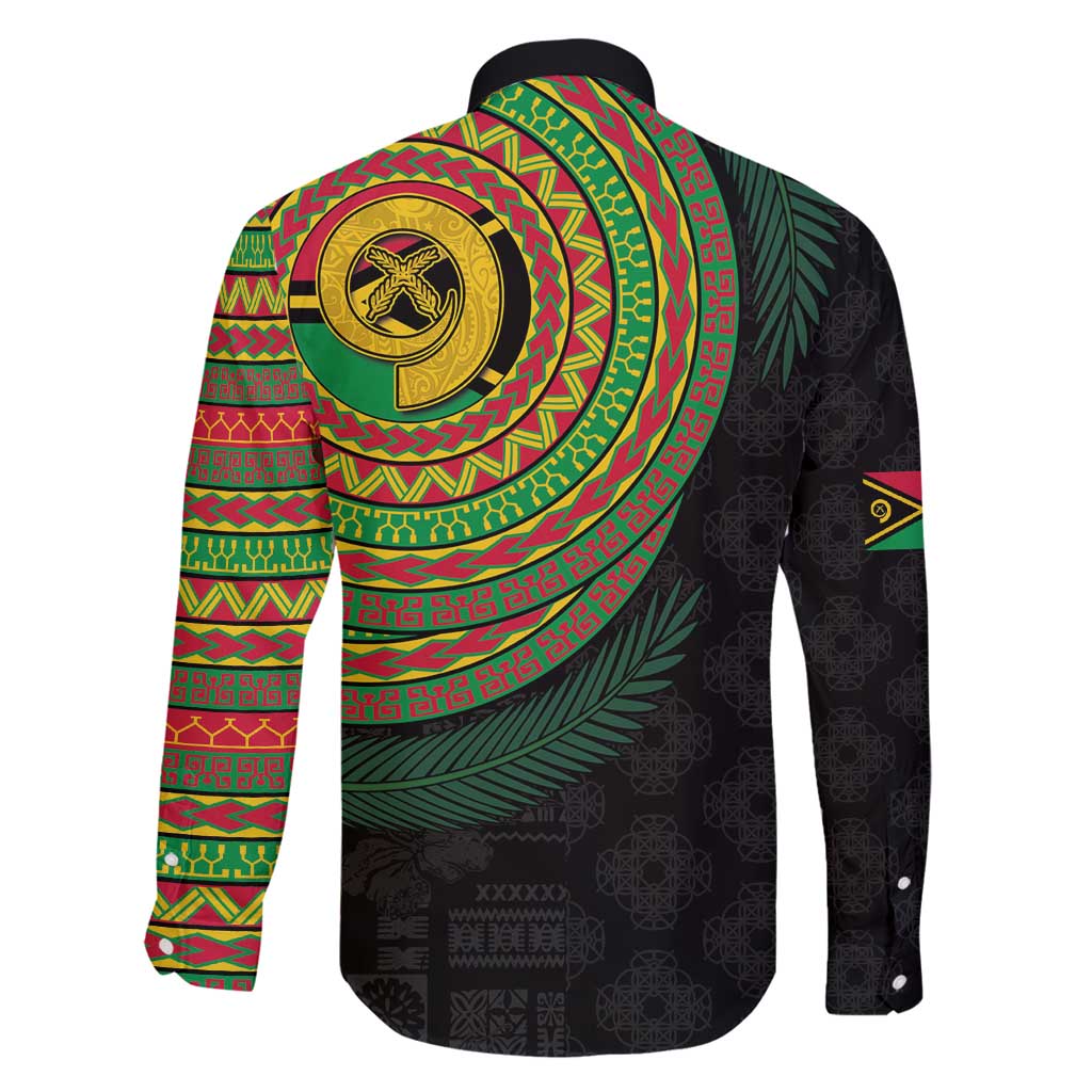 Vanuatu Tribal Tattoo with Namele Leaves Family Matching Off Shoulder Maxi Dress and Hawaiian Shirt