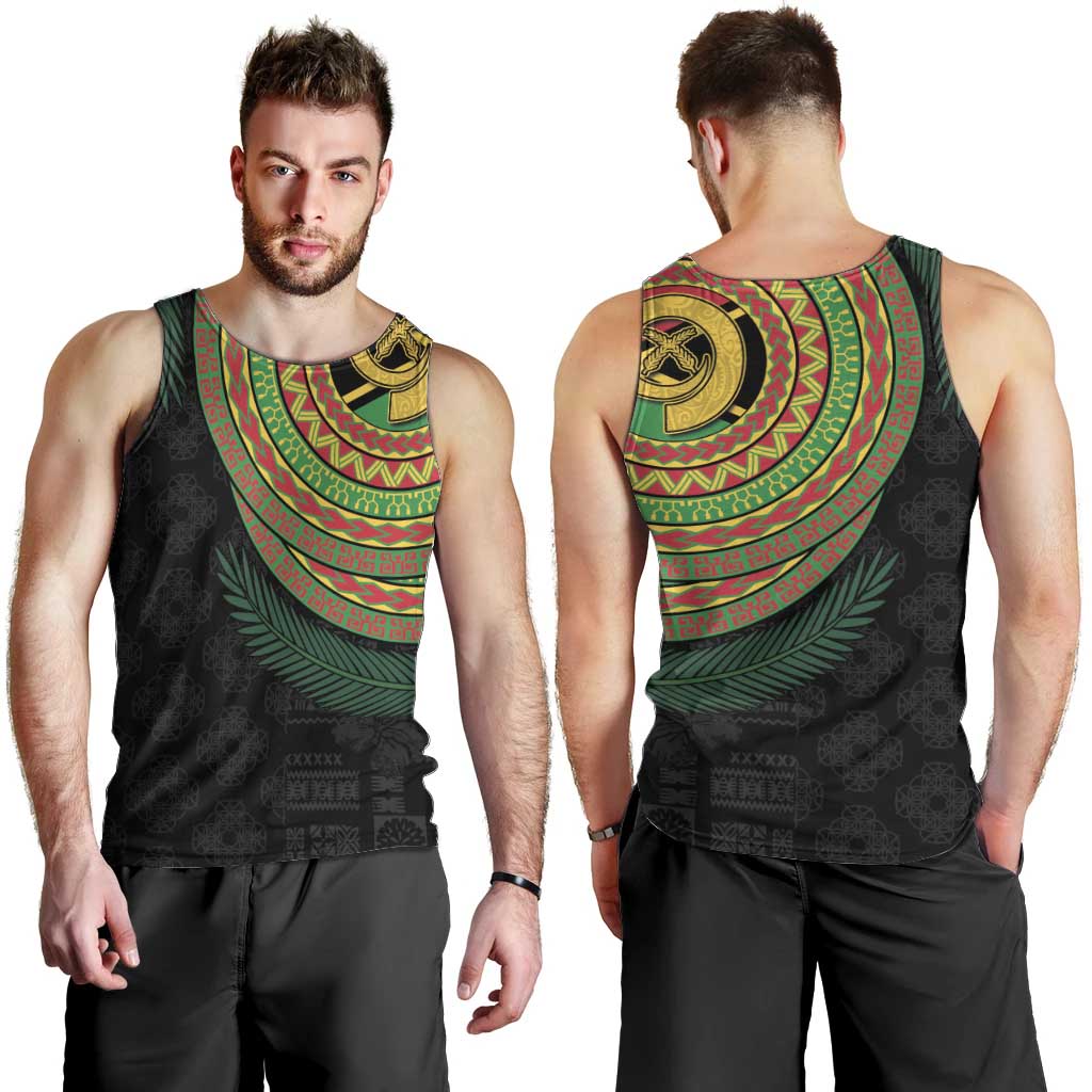 Vanuatu Tribal Tattoo with Namele Leaves Men Tank Top