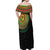 Vanuatu Tribal Tattoo with Namele Leaves Off Shoulder Maxi Dress