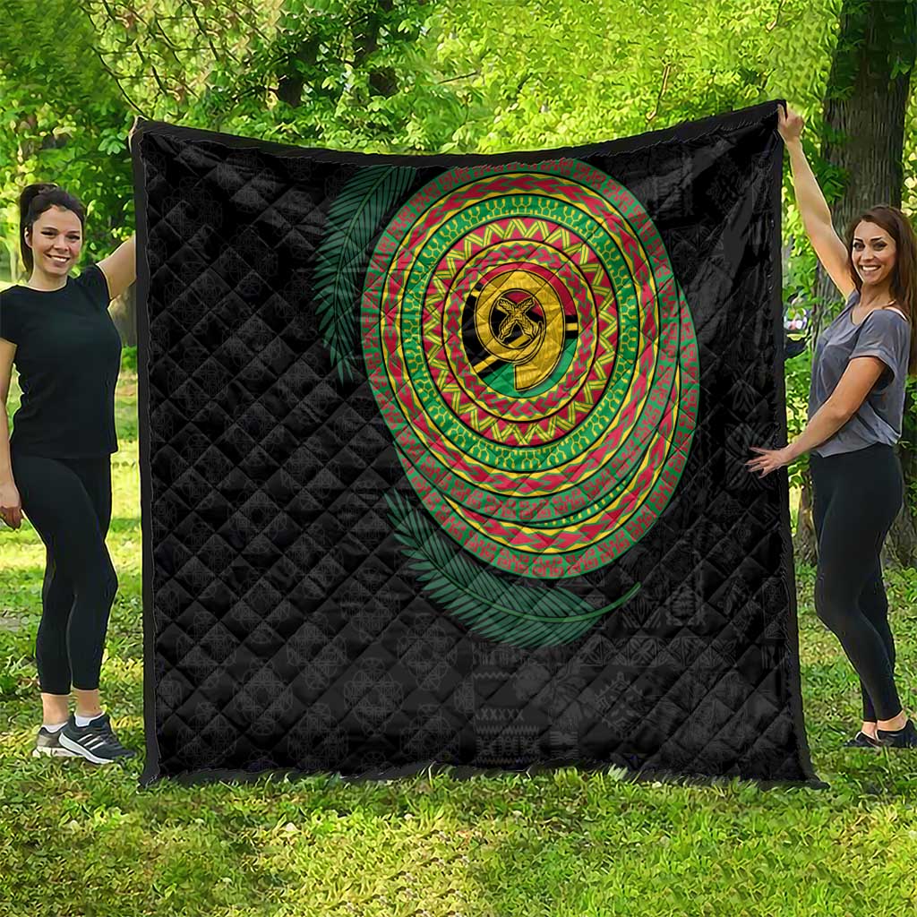 Vanuatu Tribal Tattoo with Namele Leaves Quilt