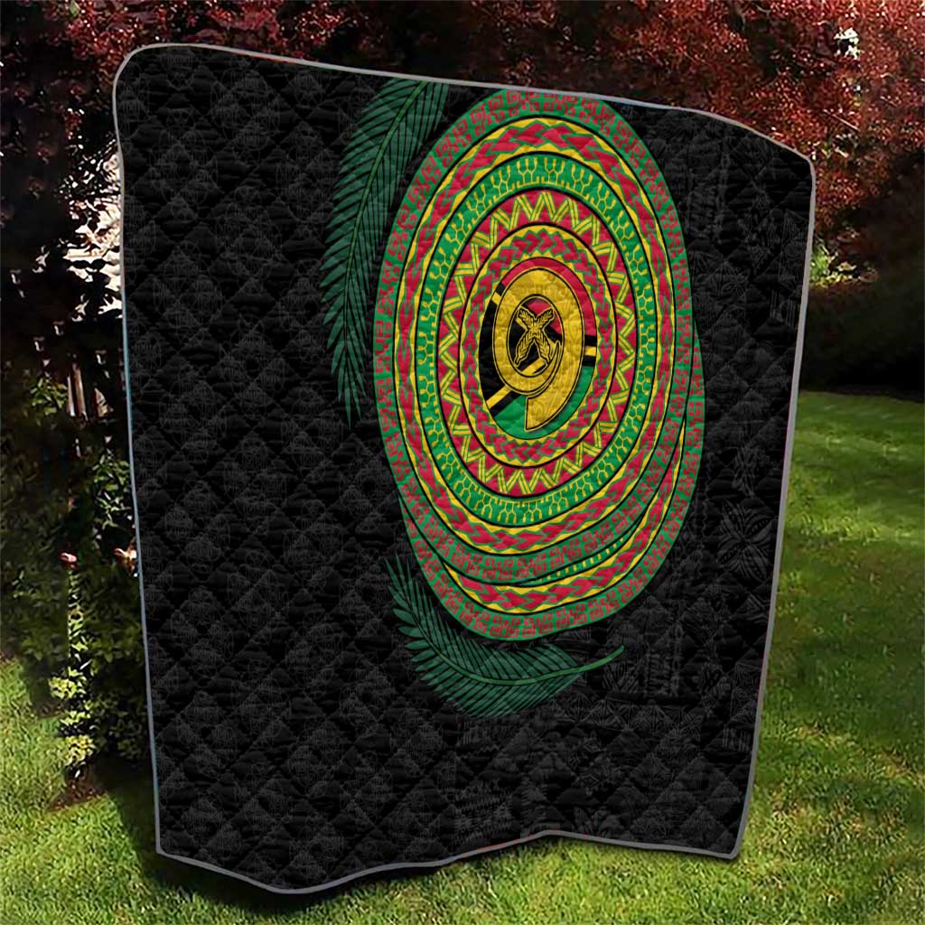 Vanuatu Tribal Tattoo with Namele Leaves Quilt