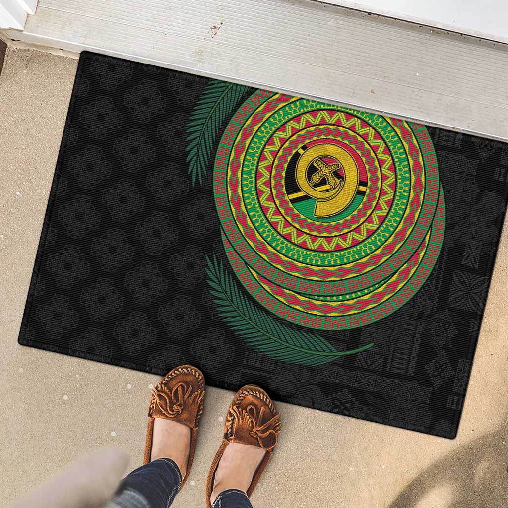 Vanuatu Tribal Tattoo with Namele Leaves Rubber Doormat