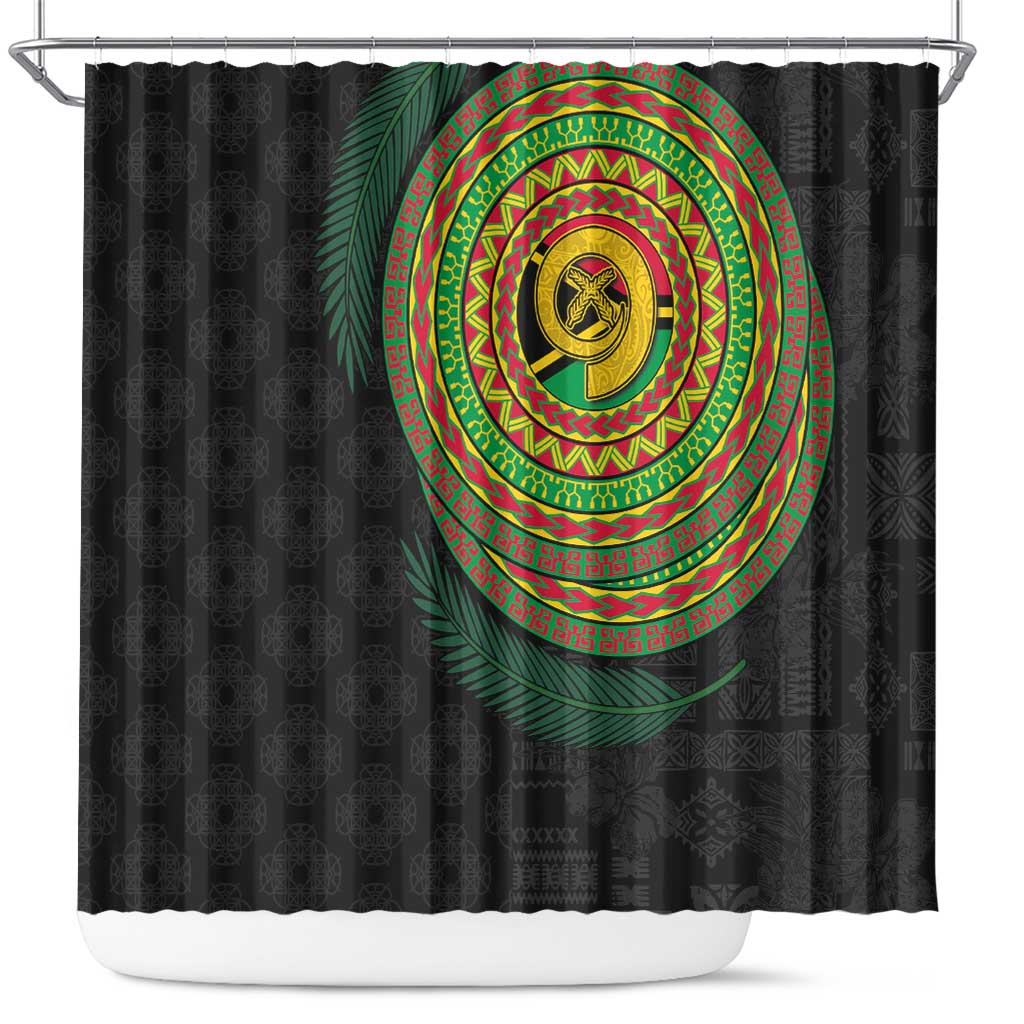 Vanuatu Tribal Tattoo with Namele Leaves Shower Curtain