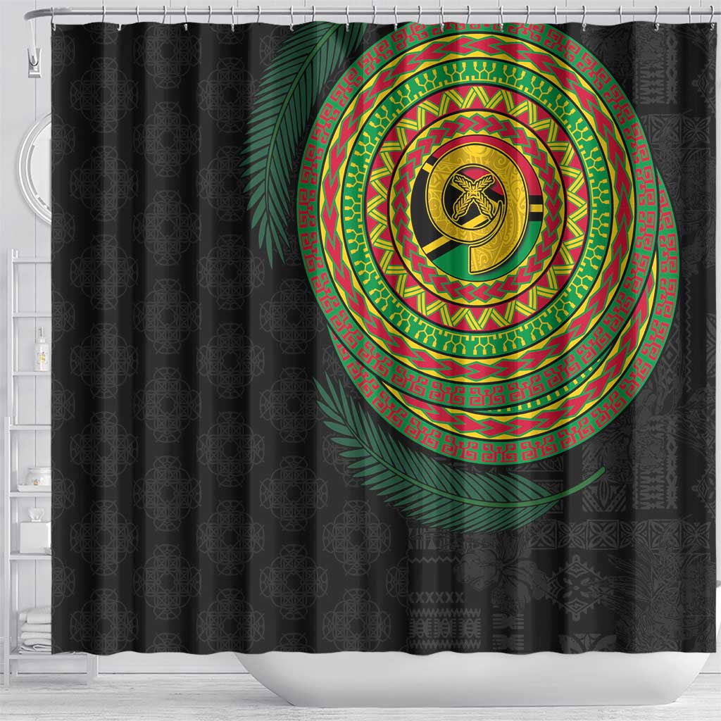 Vanuatu Tribal Tattoo with Namele Leaves Shower Curtain
