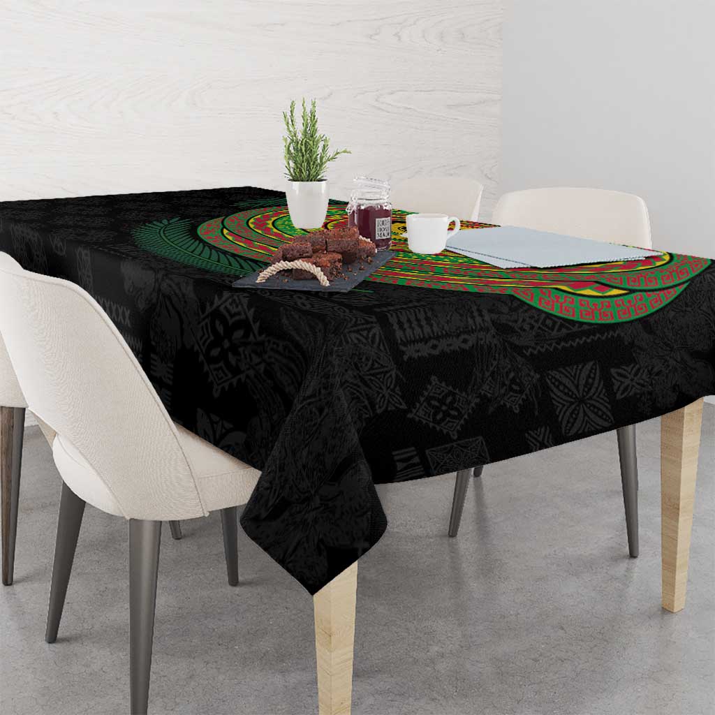 Vanuatu Tribal Tattoo with Namele Leaves Tablecloth