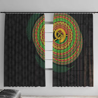 Vanuatu Tribal Tattoo with Namele Leaves Window Curtain