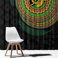 Vanuatu Tribal Tattoo with Namele Leaves Window Curtain
