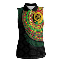 Vanuatu Tribal Tattoo with Namele Leaves Women Sleeveless Polo Shirt
