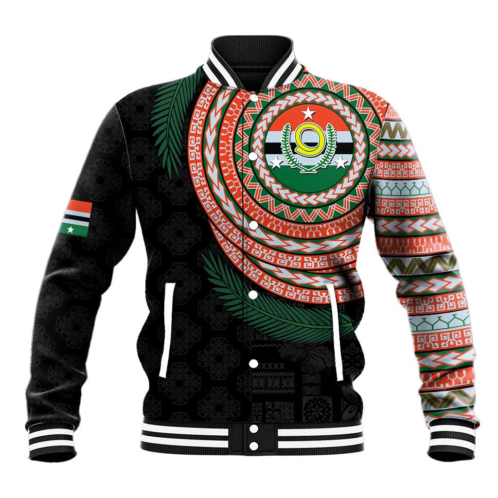 Penama Tribal Tattoo with Namele Leaves Baseball Jacket