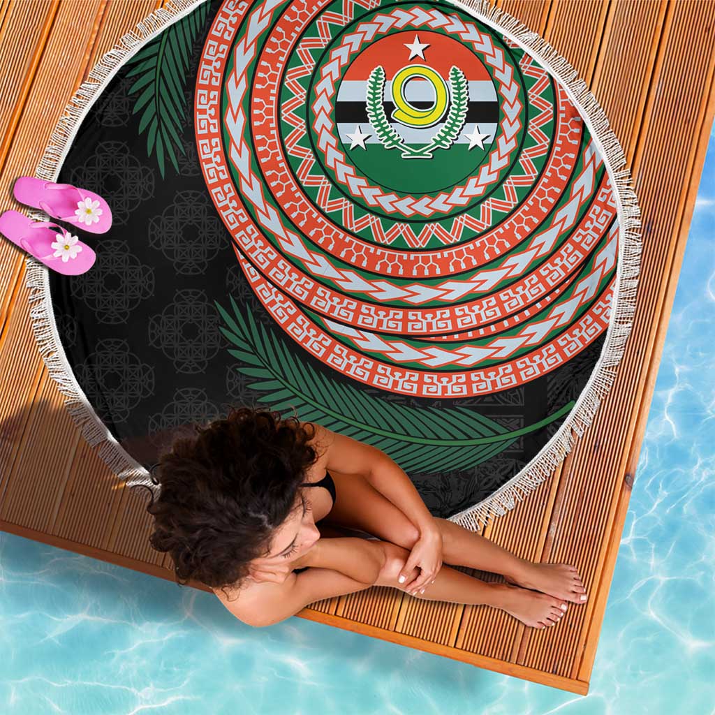 Penama Tribal Tattoo with Namele Leaves Beach Blanket