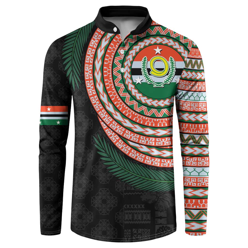 Penama Tribal Tattoo with Namele Leaves Button Sweatshirt