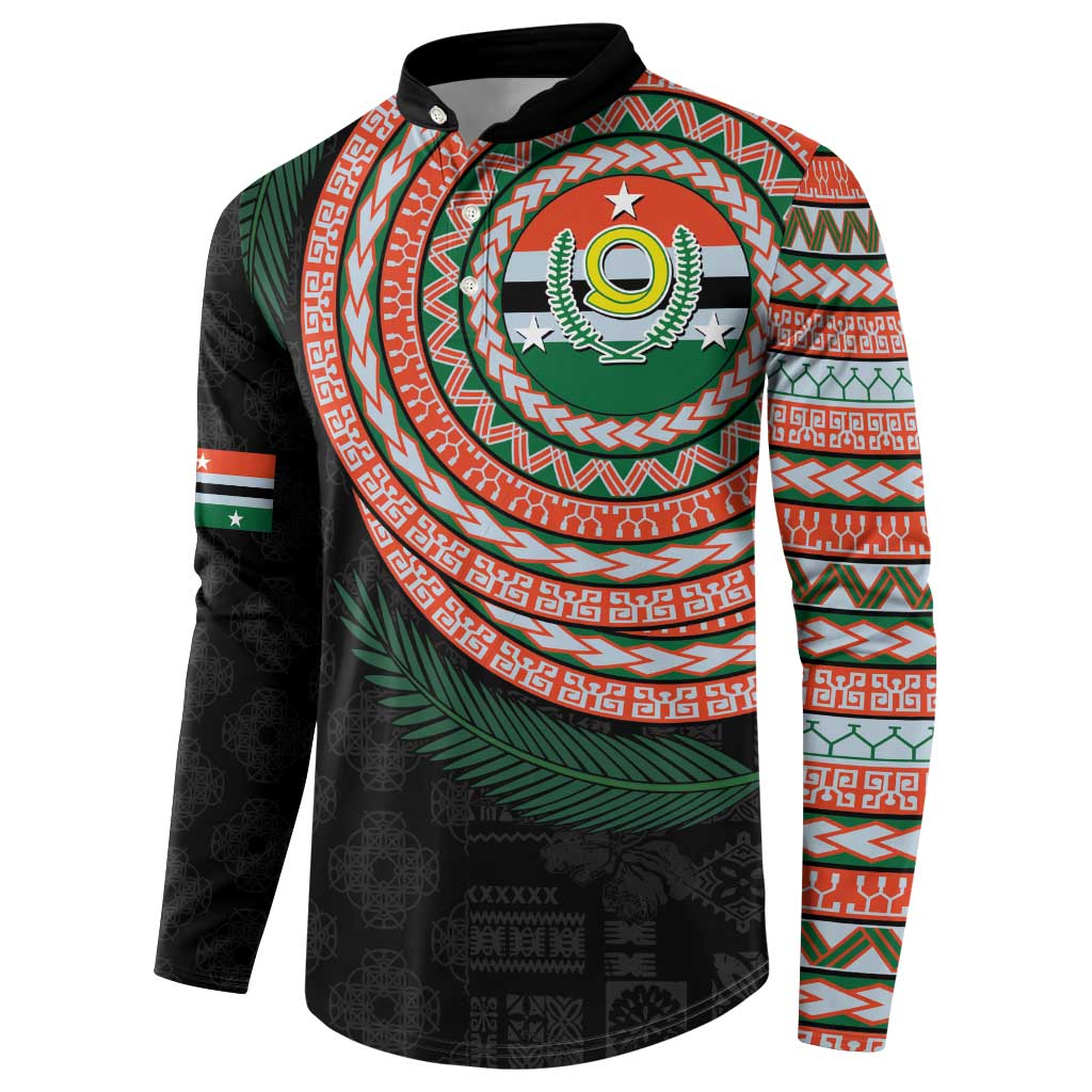 Penama Tribal Tattoo with Namele Leaves Button Sweatshirt