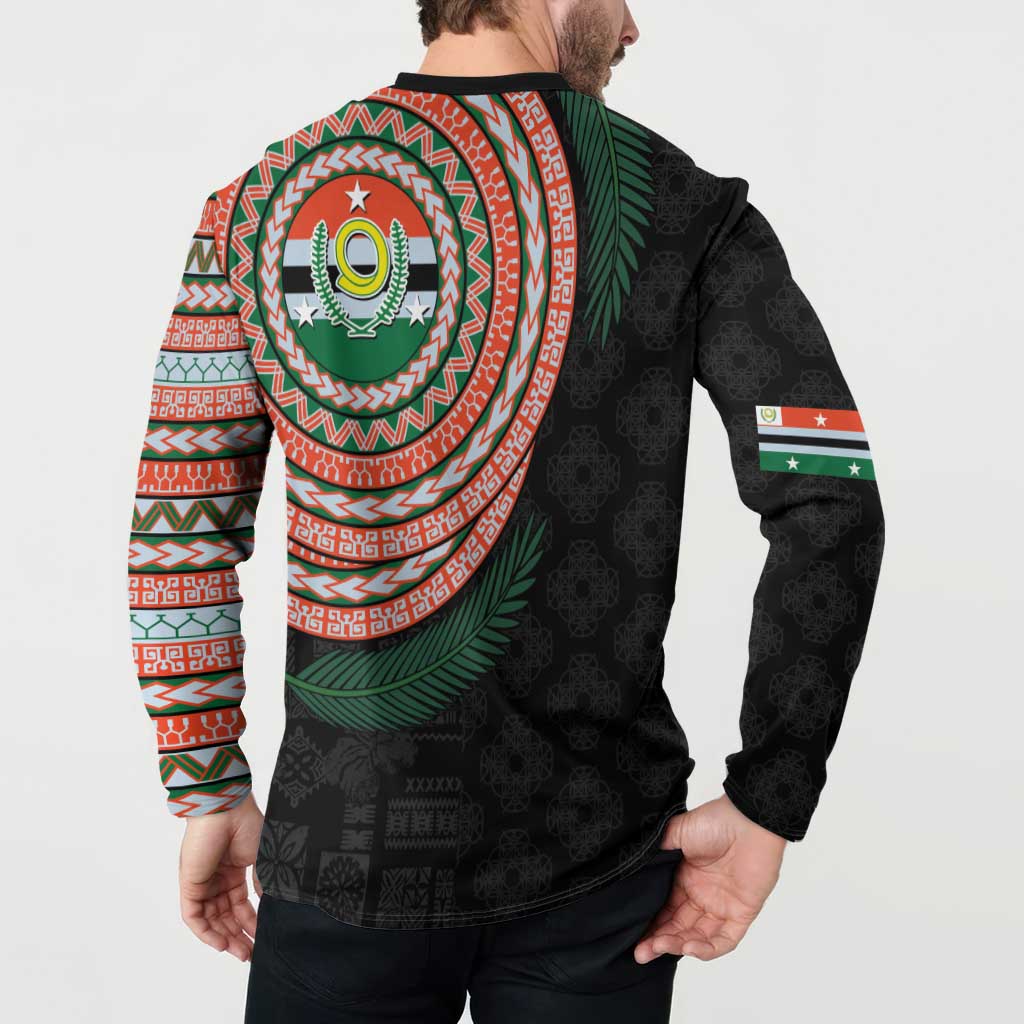 Penama Tribal Tattoo with Namele Leaves Button Sweatshirt