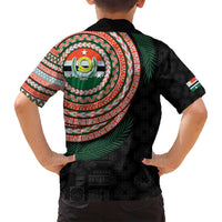 Penama Tribal Tattoo with Namele Leaves Family Matching Long Sleeve Bodycon Dress and Hawaiian Shirt