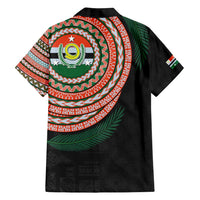 Penama Tribal Tattoo with Namele Leaves Family Matching Long Sleeve Bodycon Dress and Hawaiian Shirt