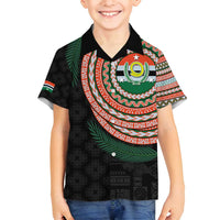 Penama Tribal Tattoo with Namele Leaves Family Matching Long Sleeve Bodycon Dress and Hawaiian Shirt