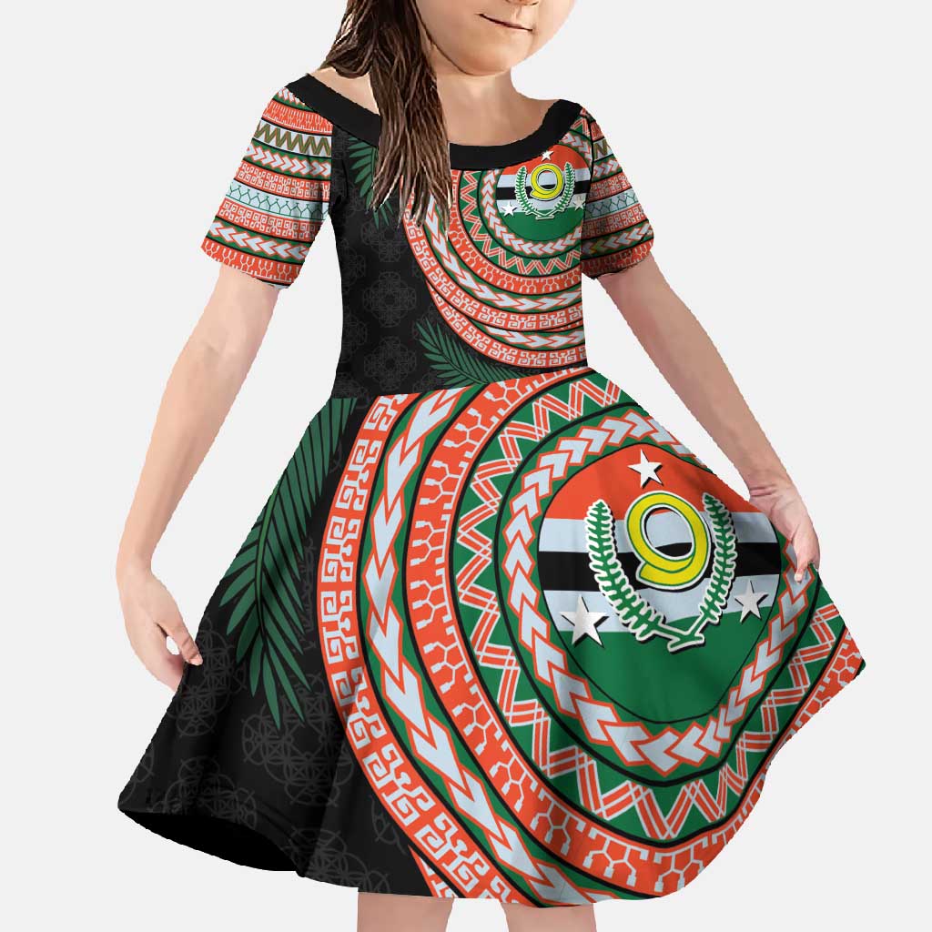 Penama Tribal Tattoo with Namele Leaves Family Matching Off Shoulder Maxi Dress and Hawaiian Shirt