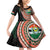 Penama Tribal Tattoo with Namele Leaves Family Matching Off Shoulder Short Dress and Hawaiian Shirt