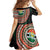 Penama Tribal Tattoo with Namele Leaves Family Matching Off Shoulder Short Dress and Hawaiian Shirt