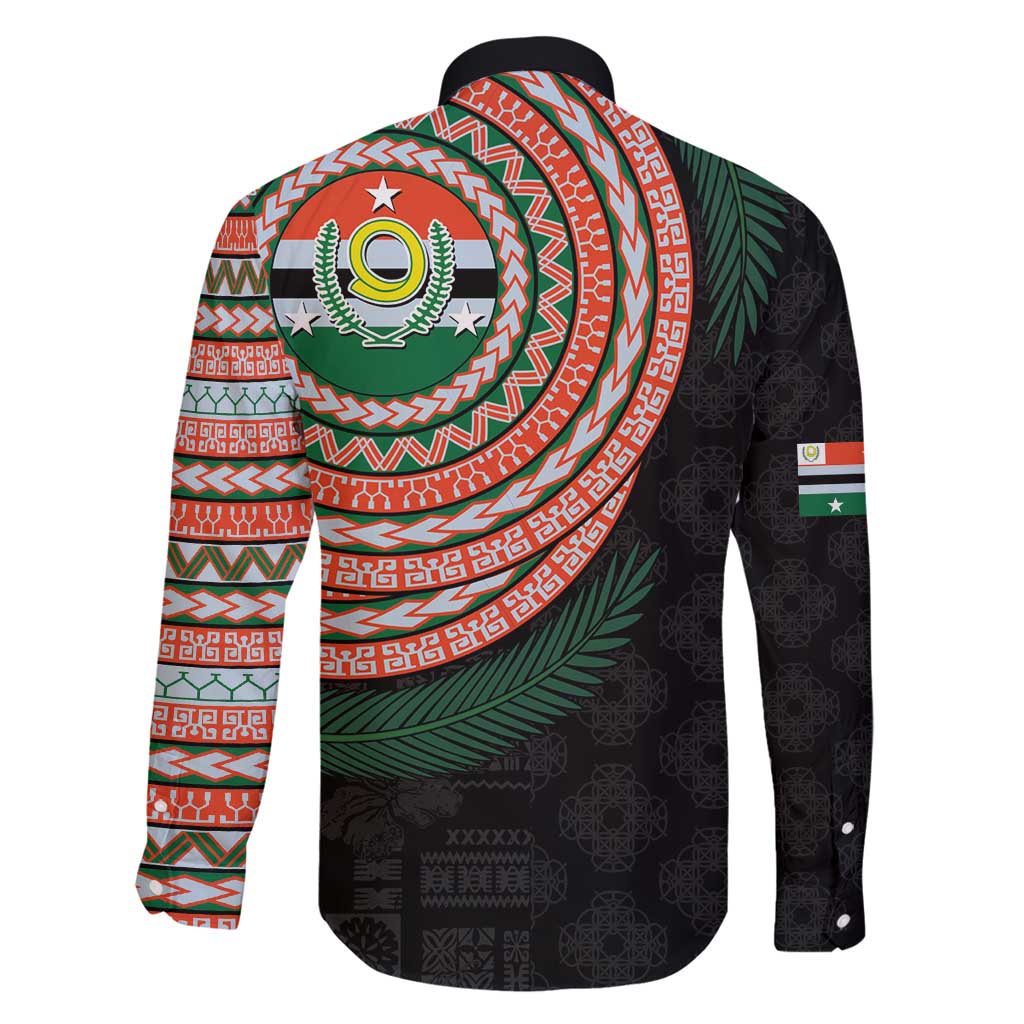 Penama Tribal Tattoo with Namele Leaves Family Matching Puletasi and Hawaiian Shirt