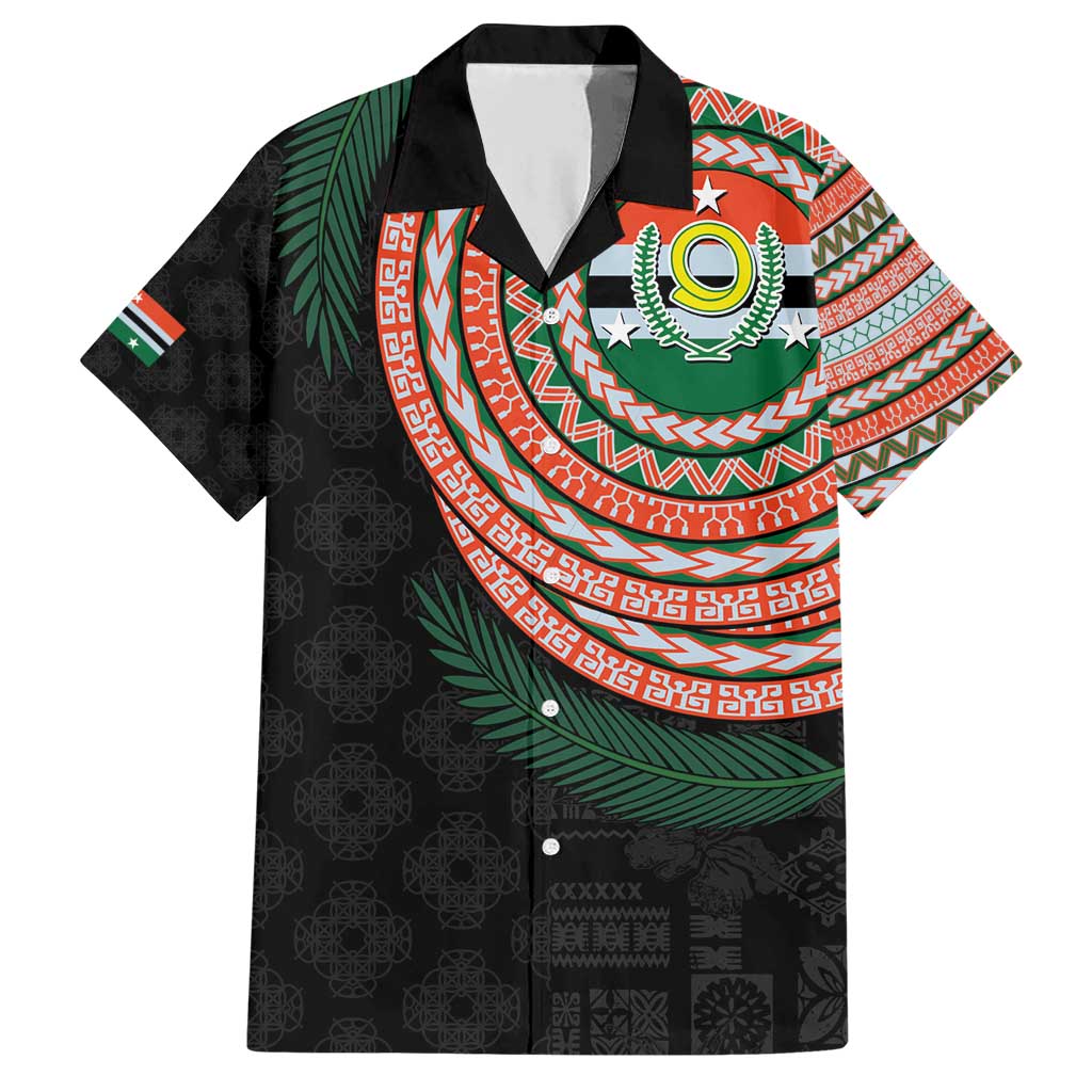 Penama Tribal Tattoo with Namele Leaves Family Matching Short Sleeve Bodycon Dress and Hawaiian Shirt