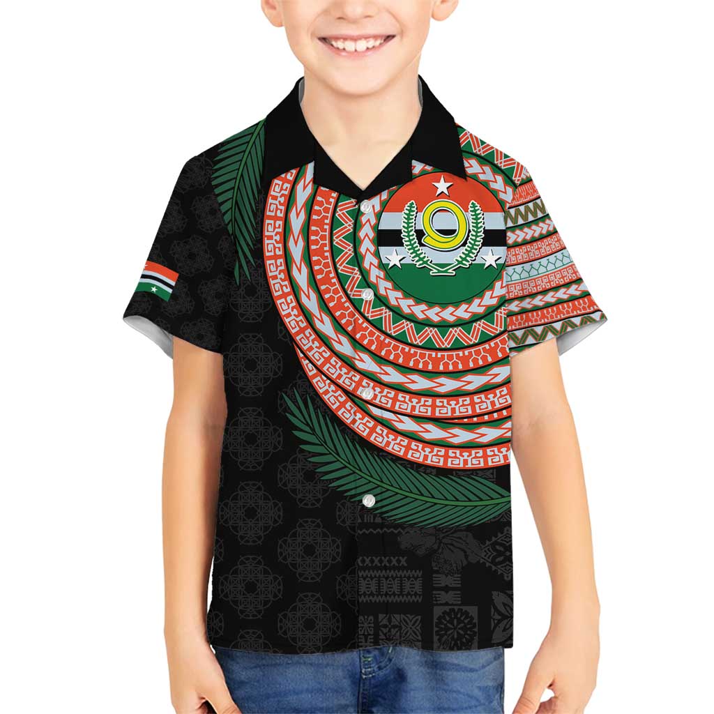 Penama Tribal Tattoo with Namele Leaves Family Matching Tank Maxi Dress and Hawaiian Shirt