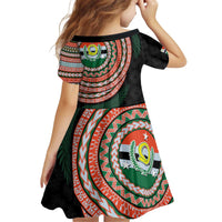 Penama Tribal Tattoo with Namele Leaves Kid Short Sleeve Dress