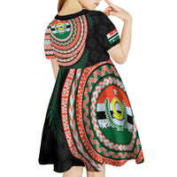 Penama Tribal Tattoo with Namele Leaves Kid Short Sleeve Dress