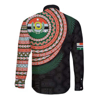 Penama Tribal Tattoo with Namele Leaves Long Sleeve Button Shirt