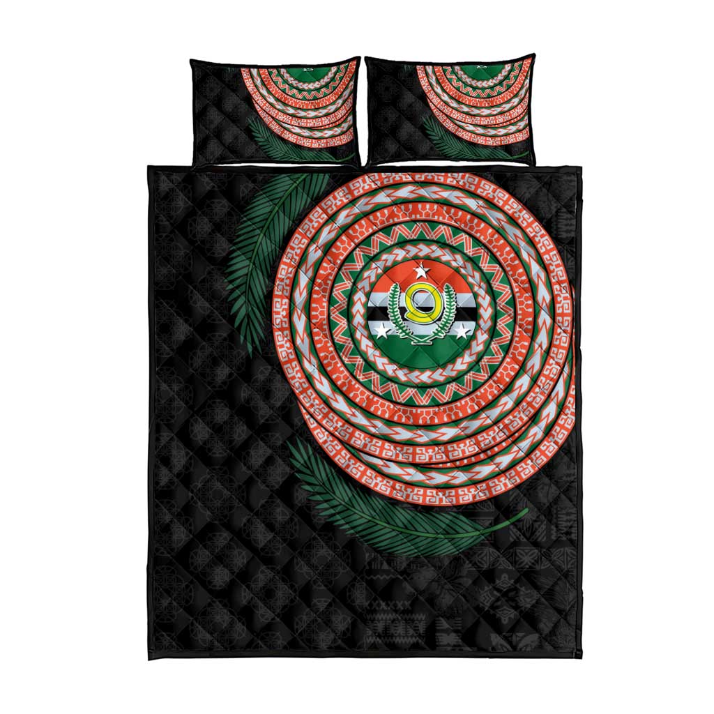 Penama Tribal Tattoo with Namele Leaves Quilt Bed Set