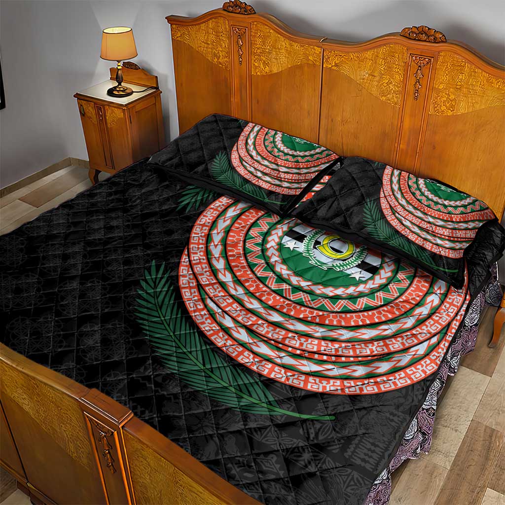 Penama Tribal Tattoo with Namele Leaves Quilt Bed Set