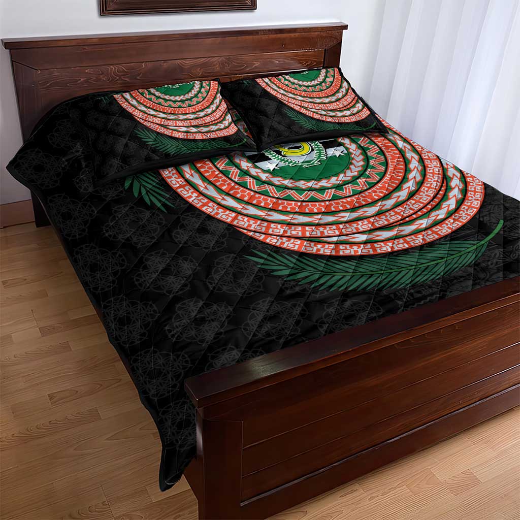 Penama Tribal Tattoo with Namele Leaves Quilt Bed Set