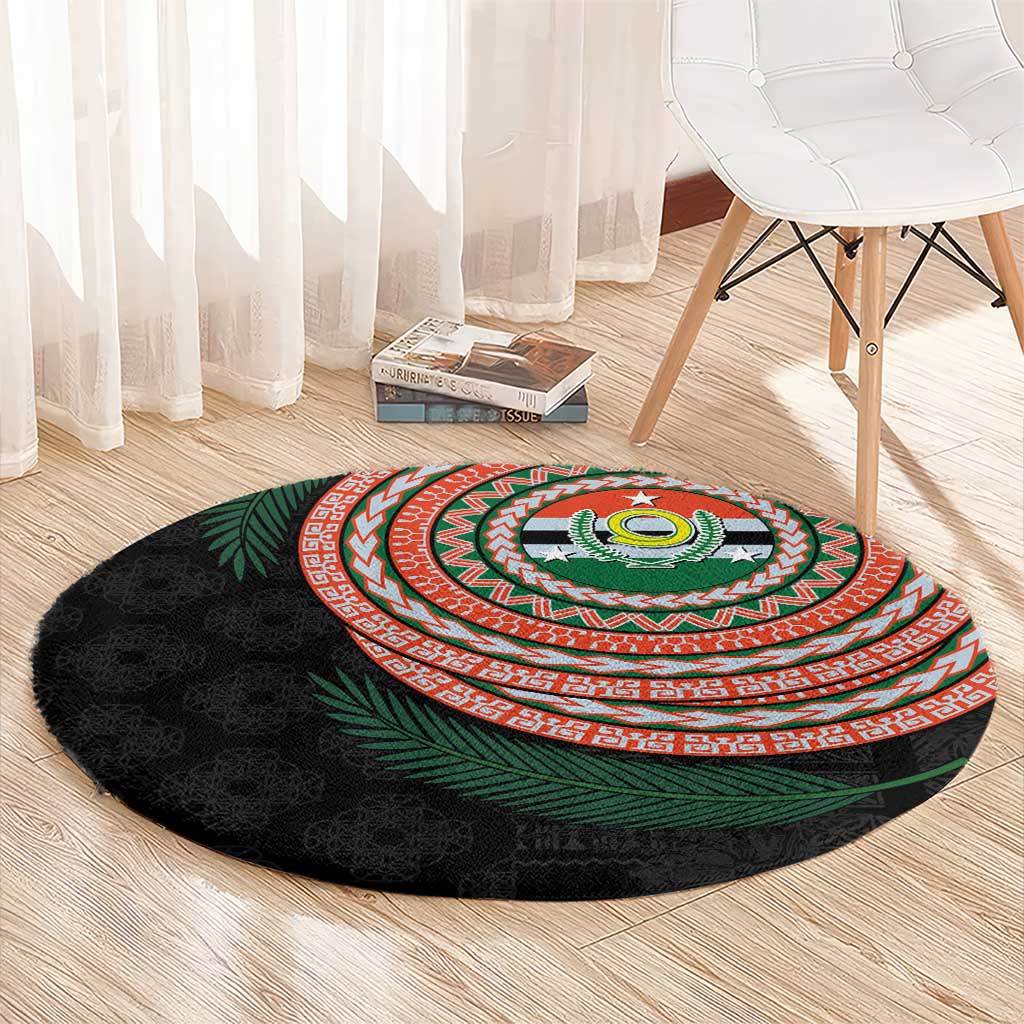 Penama Tribal Tattoo with Namele Leaves Round Carpet