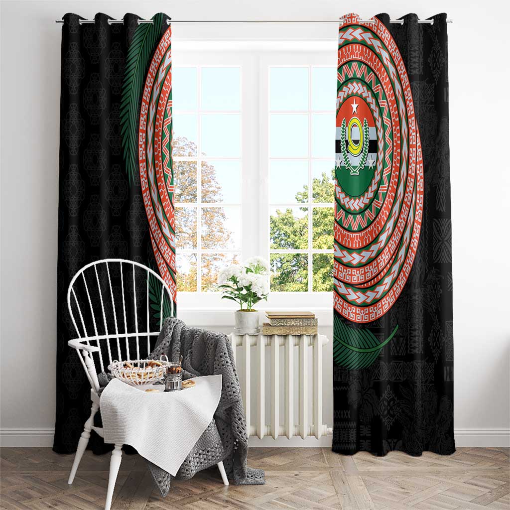 Penama Tribal Tattoo with Namele Leaves Window Curtain