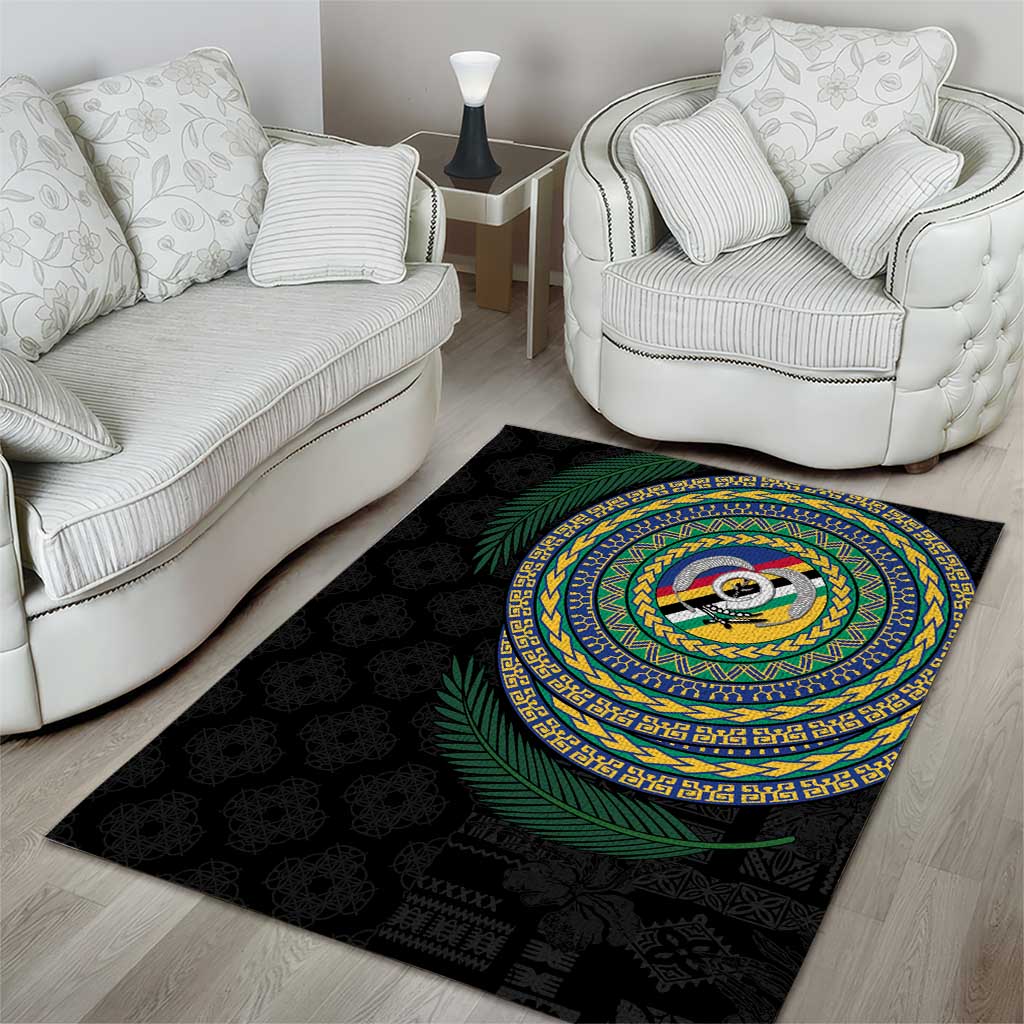 Torba Tribal Tattoo with Namele Leaves Area Rug