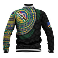 Torba Tribal Tattoo with Namele Leaves Baseball Jacket