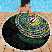 Torba Tribal Tattoo with Namele Leaves Beach Blanket