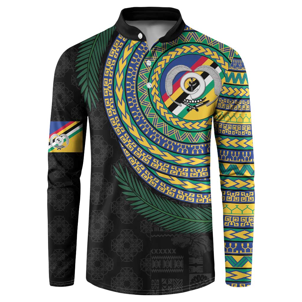 Torba Tribal Tattoo with Namele Leaves Button Sweatshirt