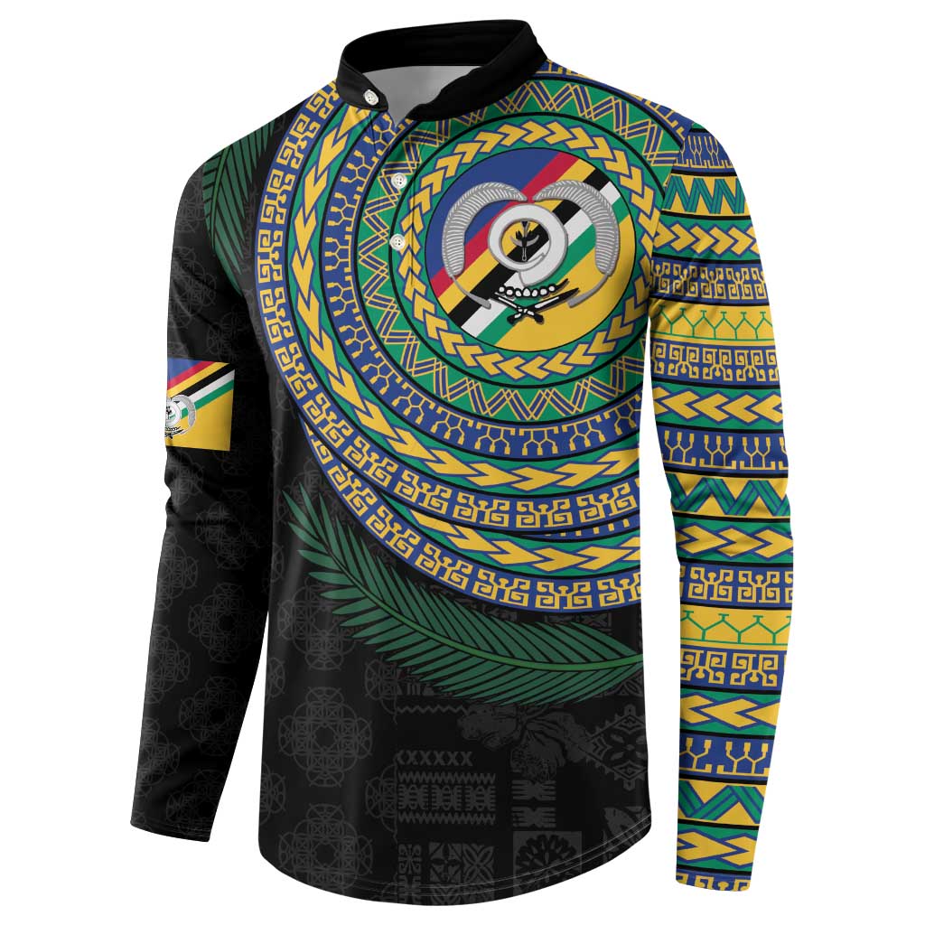 Torba Tribal Tattoo with Namele Leaves Button Sweatshirt