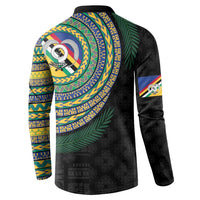 Torba Tribal Tattoo with Namele Leaves Button Sweatshirt