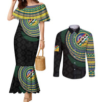 Torba Tribal Tattoo with Namele Leaves Couples Matching Mermaid Dress and Long Sleeve Button Shirt