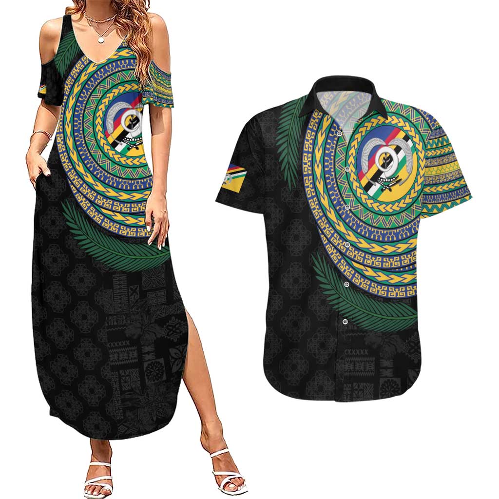 Torba Tribal Tattoo with Namele Leaves Couples Matching Summer Maxi Dress and Hawaiian Shirt