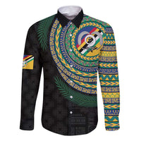 Torba Tribal Tattoo with Namele Leaves Family Matching Long Sleeve Bodycon Dress and Hawaiian Shirt