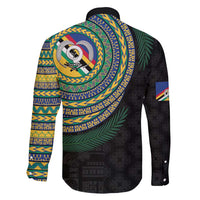 Torba Tribal Tattoo with Namele Leaves Family Matching Long Sleeve Bodycon Dress and Hawaiian Shirt