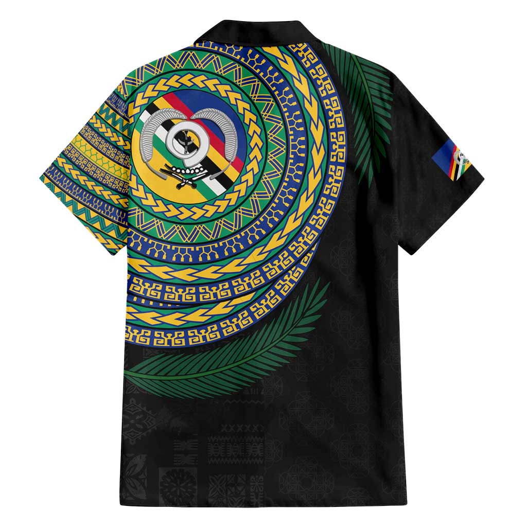 Torba Tribal Tattoo with Namele Leaves Family Matching Off Shoulder Short Dress and Hawaiian Shirt