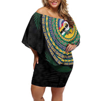 Torba Tribal Tattoo with Namele Leaves Family Matching Off Shoulder Short Dress and Hawaiian Shirt