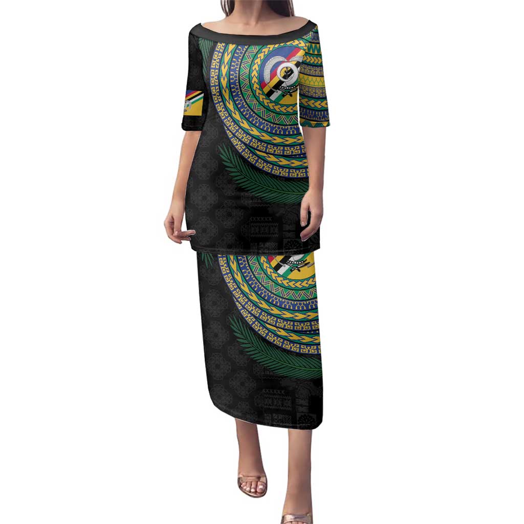 Torba Tribal Tattoo with Namele Leaves Family Matching Puletasi and Hawaiian Shirt