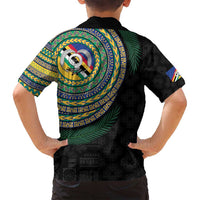 Torba Tribal Tattoo with Namele Leaves Family Matching Summer Maxi Dress and Hawaiian Shirt