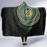 Torba Tribal Tattoo with Namele Leaves Hooded Blanket